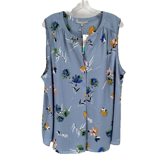 Daniel Rainn Stitch Fix Baby Blue Floral Sleeveless Blouse Sz 2X NWT - Picture 1 of 6